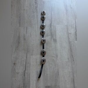 Vintage 32in Southwest Style Concho Belt Sterling Silver Accents on a Leather St